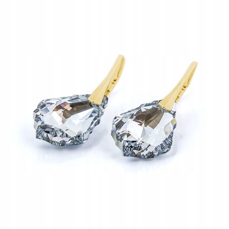 Stříbrné 925 pozlacené Náušnice Swarovski Baroque 22 mm Crystal Cal