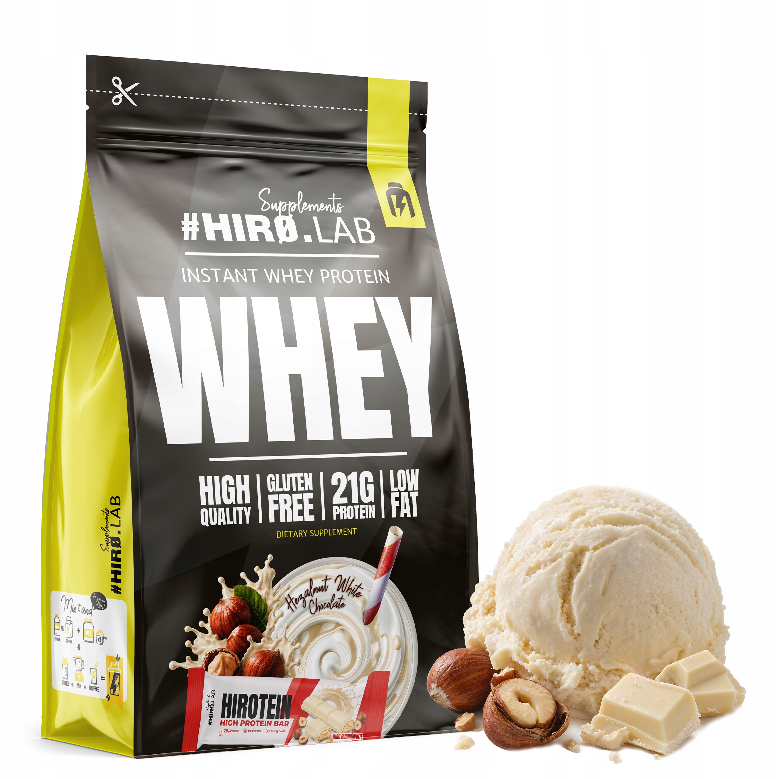 Proteinový Doplněk Stravy Wpc Hiro 700 50 g Buono White Instant Whey Protein Hiro.Lab
