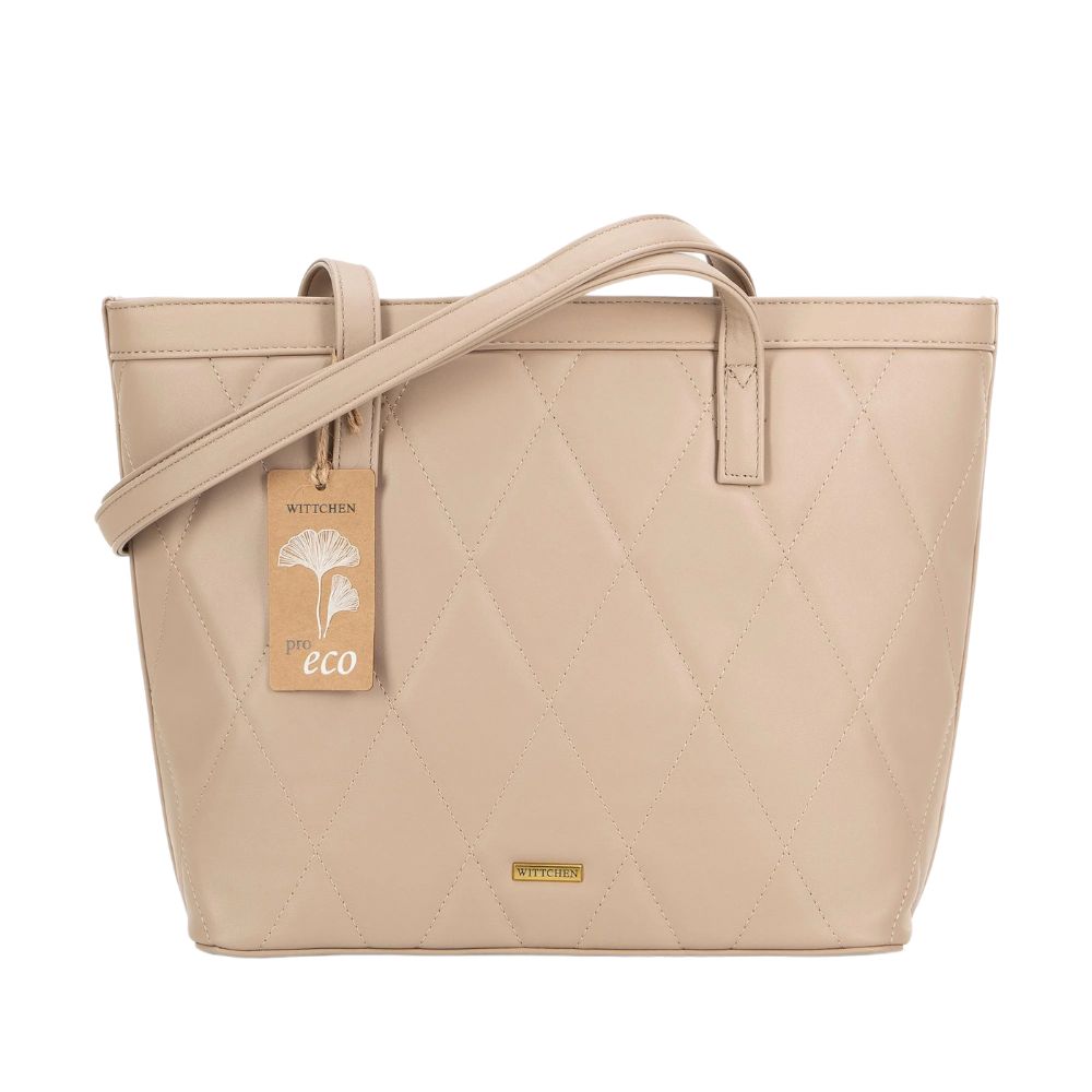 Torebka shopperka Wittchen 99-4Y-211-9 z ekoskóry beżowa
