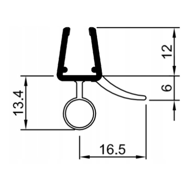 USZCZELKA DOLNA KABINY PRYSZNICOWYCH DRZWI 6 - 8 MM 67 CM Długość 67 cm