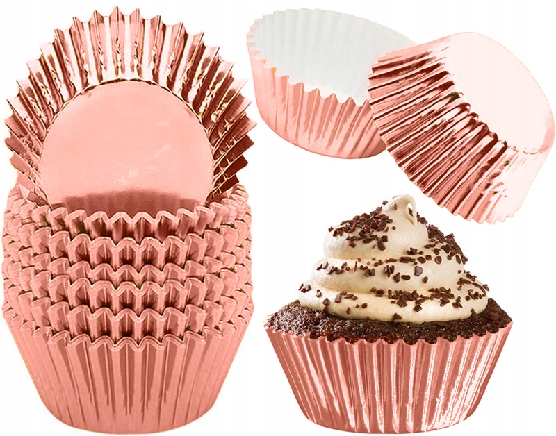 

Papilotki Różowe Złoto rose muffinki babeczki 100