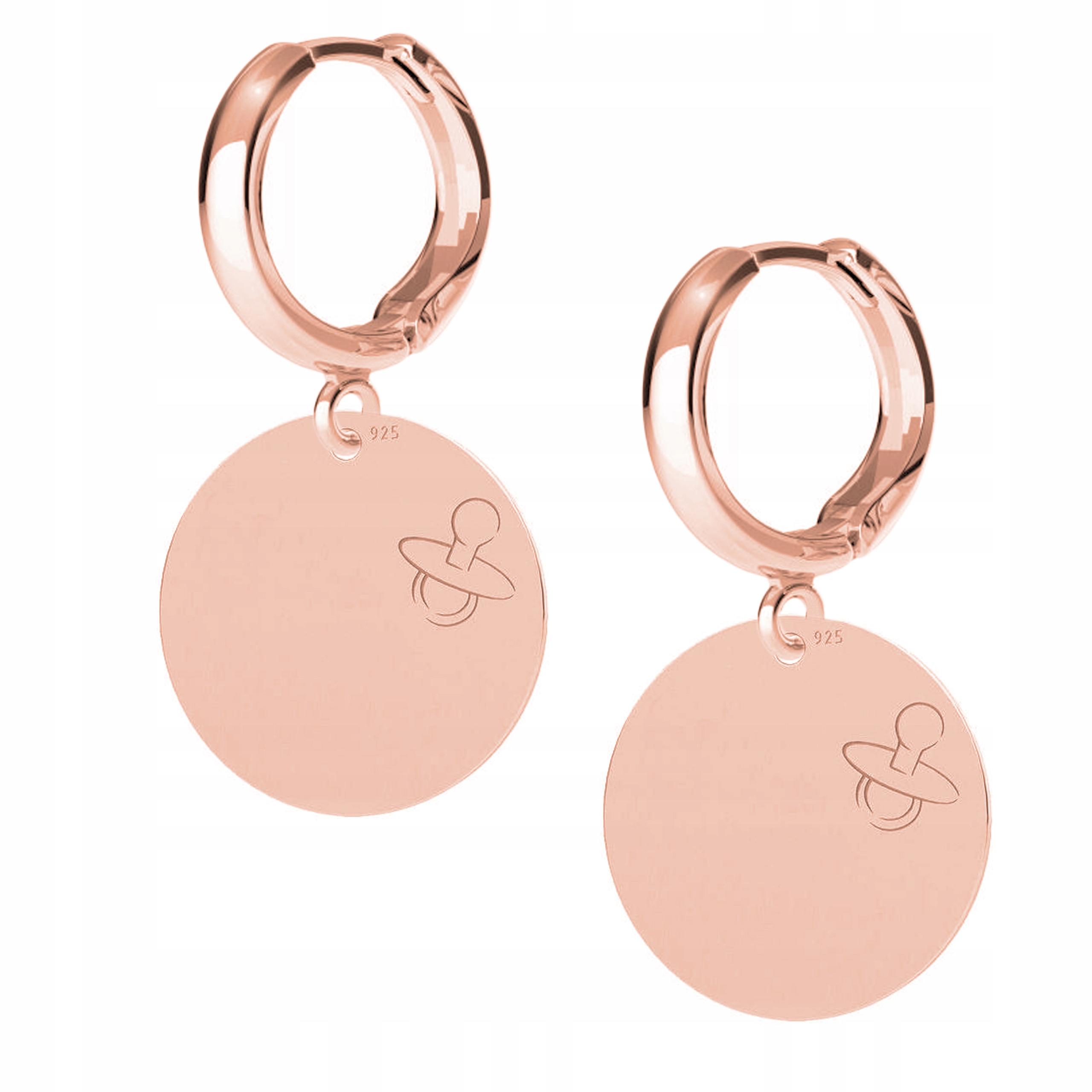 Náušnice Plíšek Dudlík Dítě růžové zlato 925