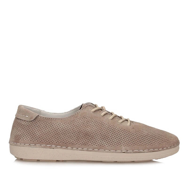 Dámské polobotky S.Barski LR61-7080 D.beige kožené, béžové, děrované