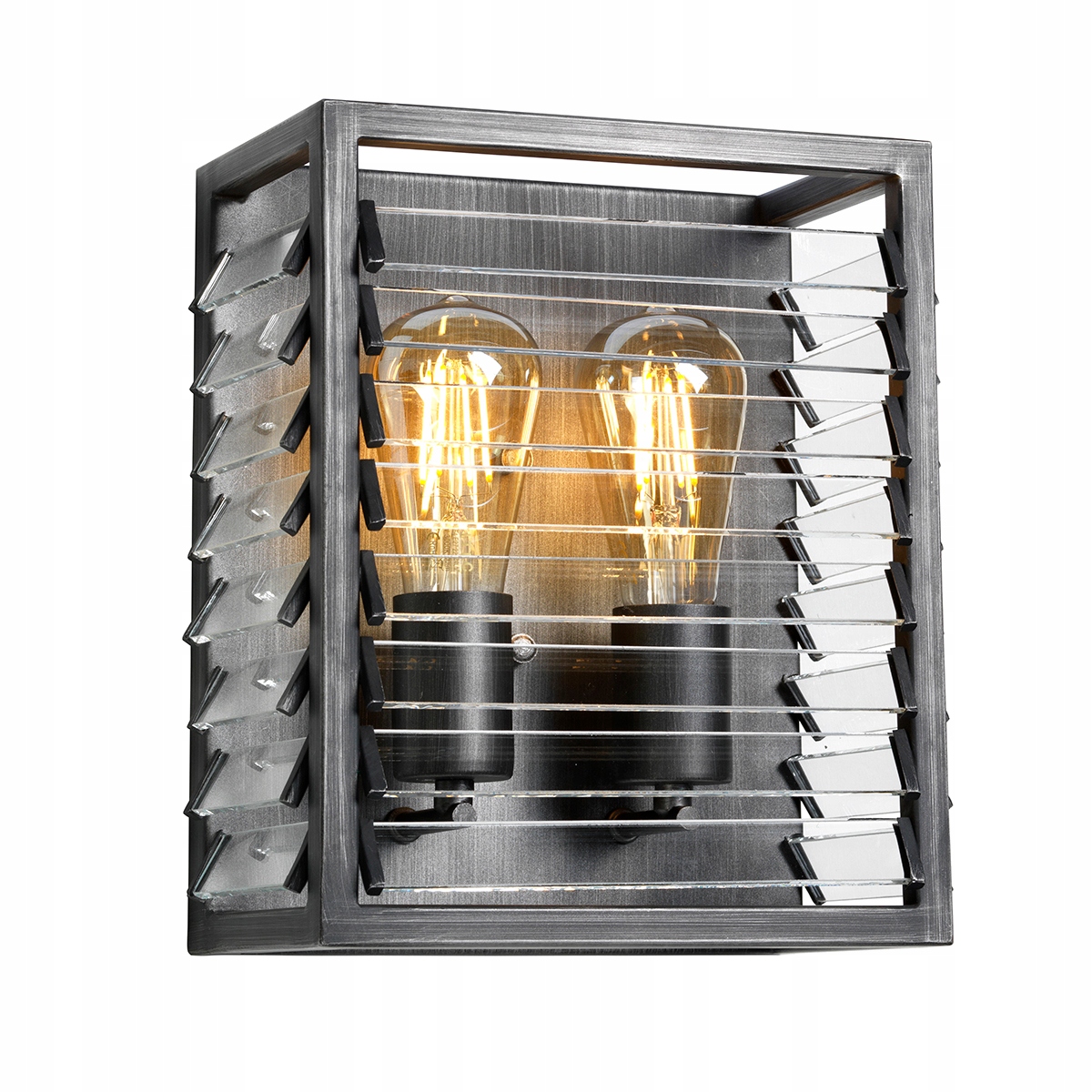 Industriálna nástenná lampa z dvojitého sivého skla do predsiene Elstead