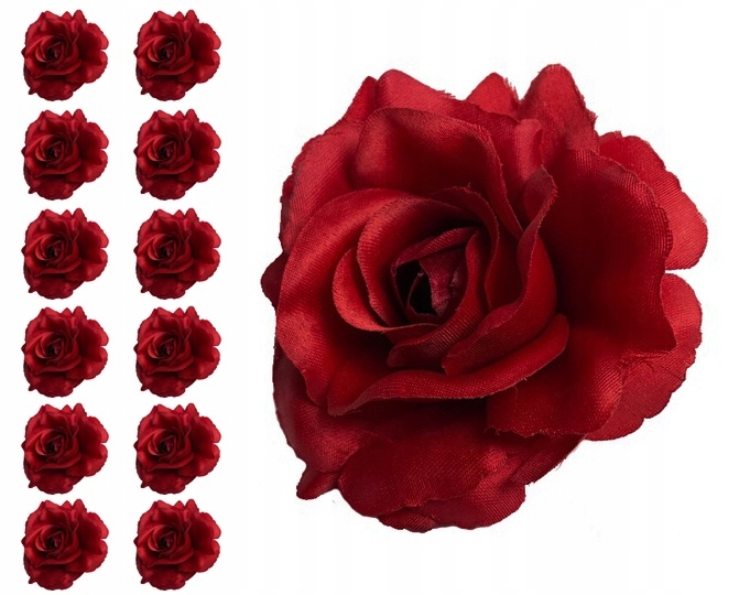 12x RÓŻA GŁÓWKA WYROBOWA RÓŻE SZTUCZNE KWIATY GŁÓWKI