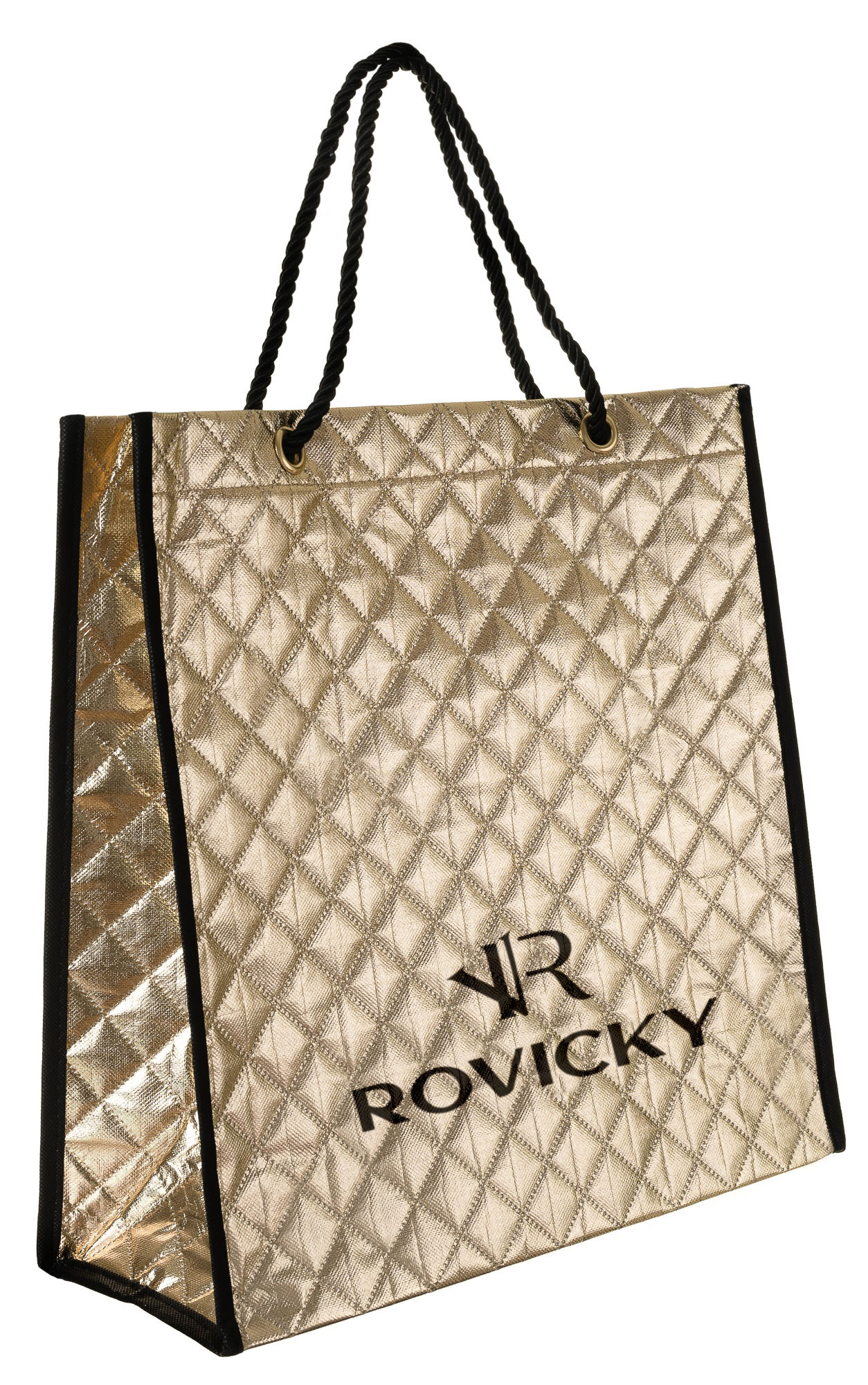 

Rovicky pojemna złota torba zakupowa pikowana A4