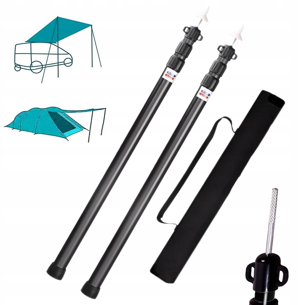 Drążki Namiotowe Teleskopowe Regulowane Aluminium 95-230CM Zestaw 2SZT