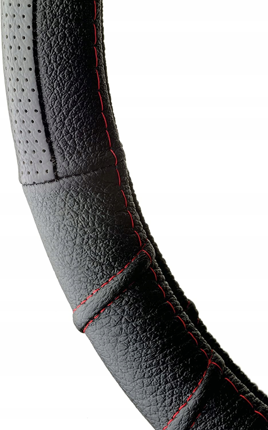 POKROWIEC KIEROWNICY 37-39cm CZARNY czerwona nitka Producent inny