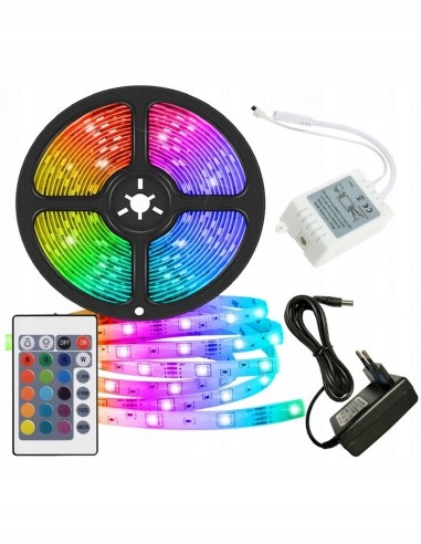 TAŚMA LED RGB KOLOROWA WODOODPORNA SAMOPRZYLEPNA 5M ZESTAW Z PILOTEM Producent Sunlight