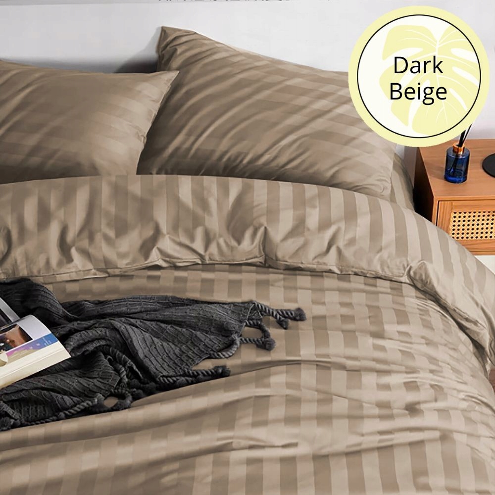 KOMPLET POŚCIELI W PASY 160x200+2 POSZEWKI PRZEŚCIERADŁO ADAMASZEK SATYNA Marka inna