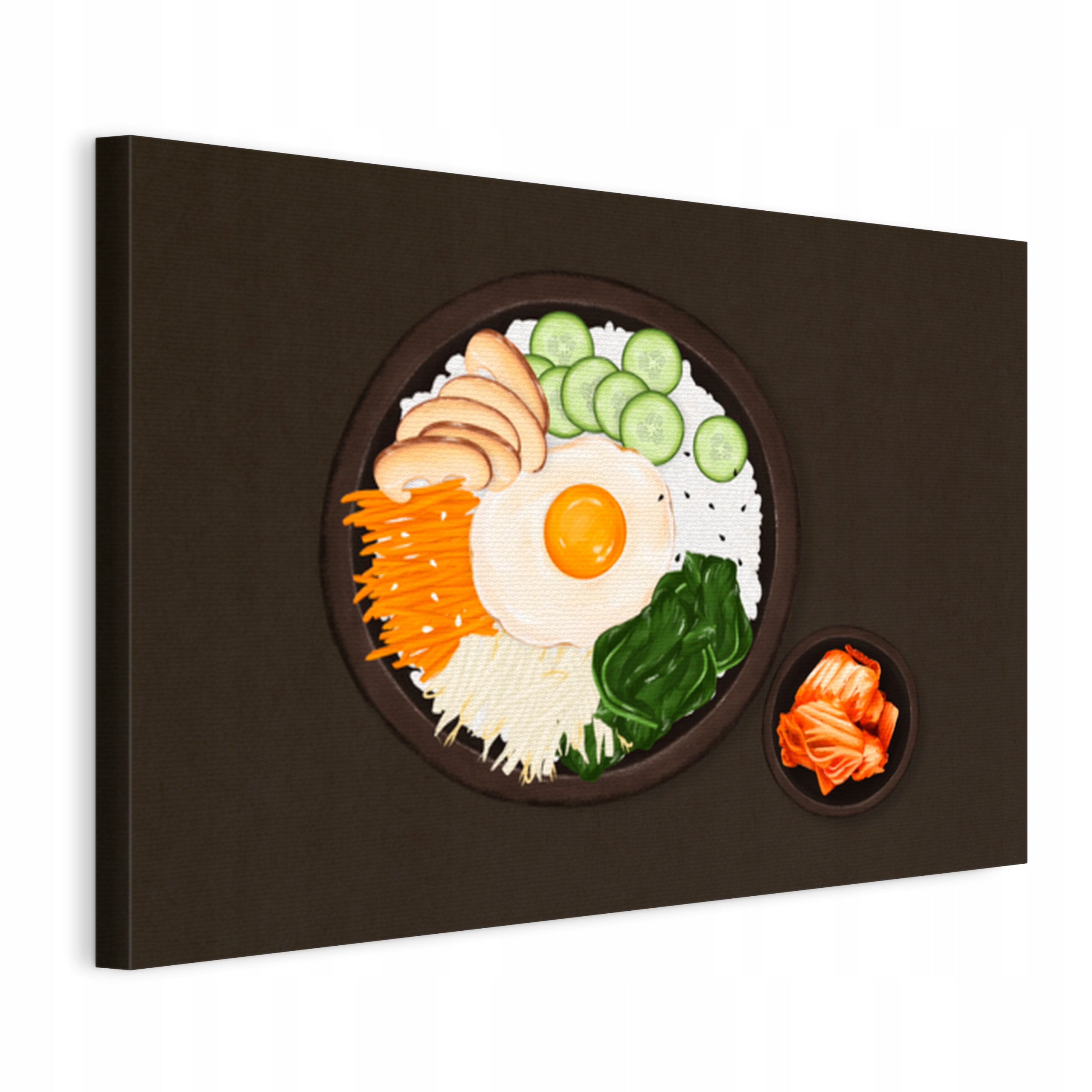 Obraz na plátně Bibimbap na černém pozadí s Kimchi do kuchyně restaurace 75x