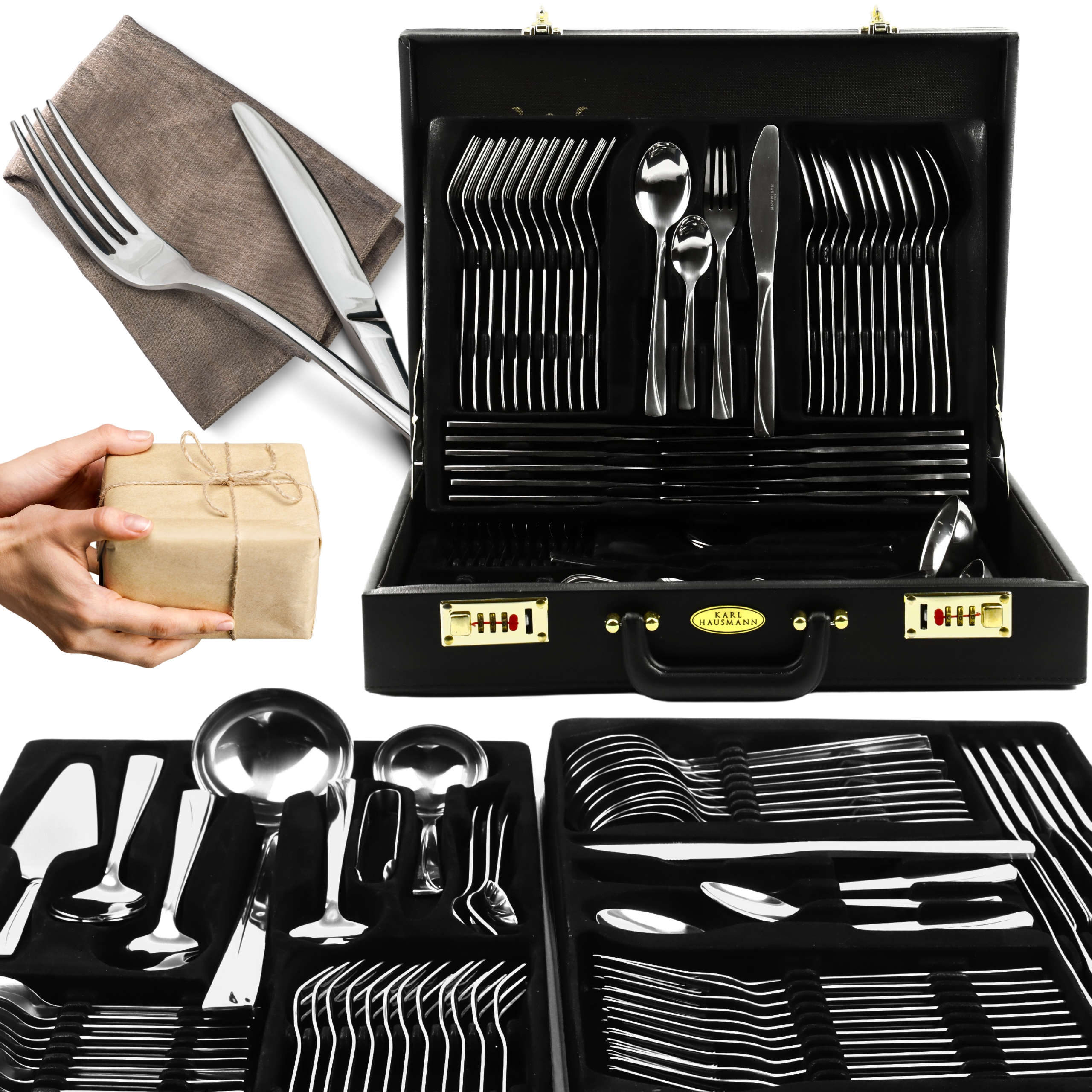 Sada Příborů Pro 12 Osob V Kufríku, 72 Dílná Organizér