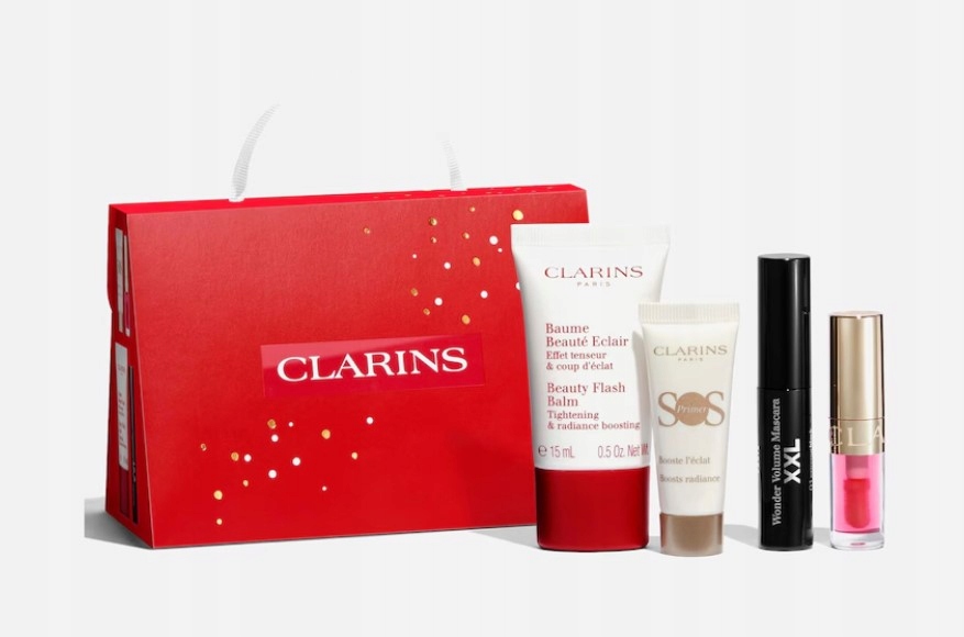 Clarins mały zestaw prezentowy Lip comfort oil tusz Beauty Flash Balm