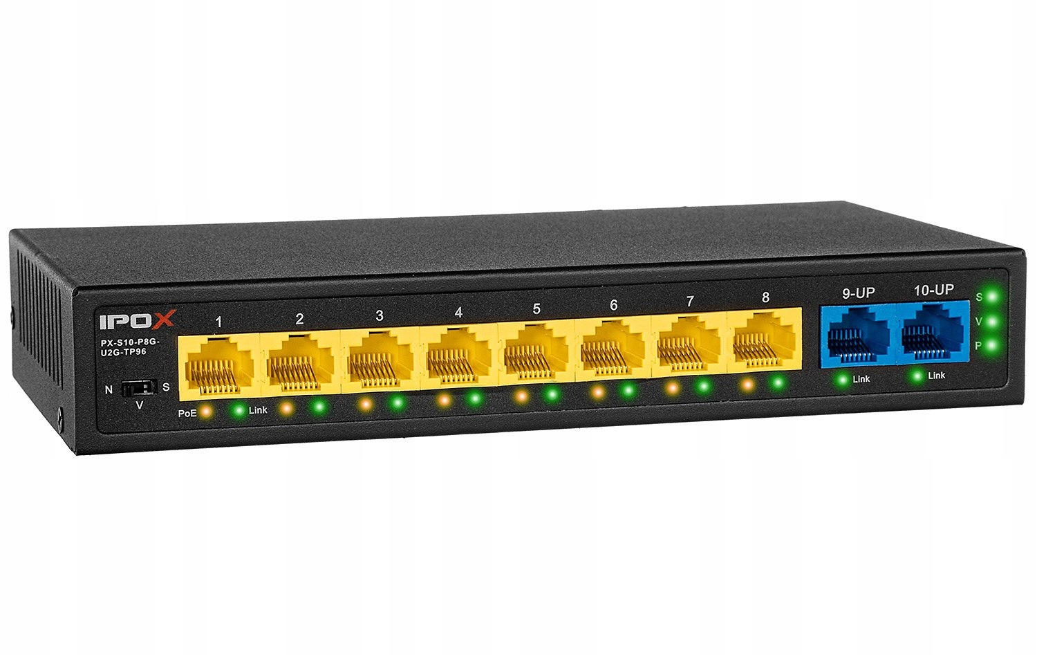 PX-S10-P8G-U2G-TP96 - switch gigabitowy PoE 8-port + 2 RJ45