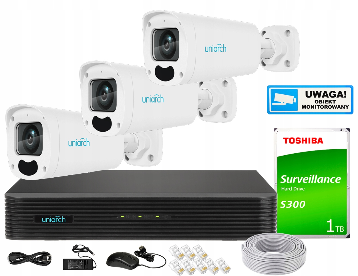 Zestaw Monitoringu IP 4 Kamery 4MP Mikrofon IR50m