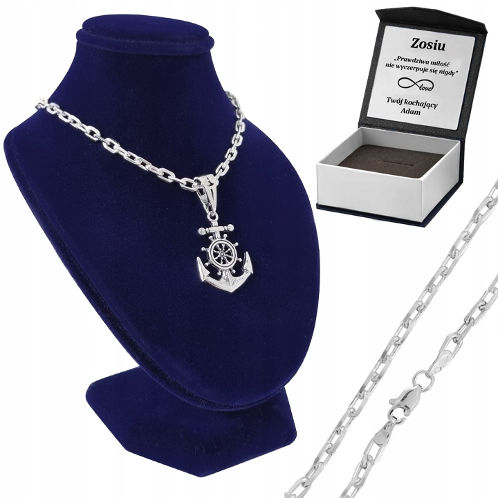 Stříbrný Řetízek Ankr kotva Gravírování 45 cm