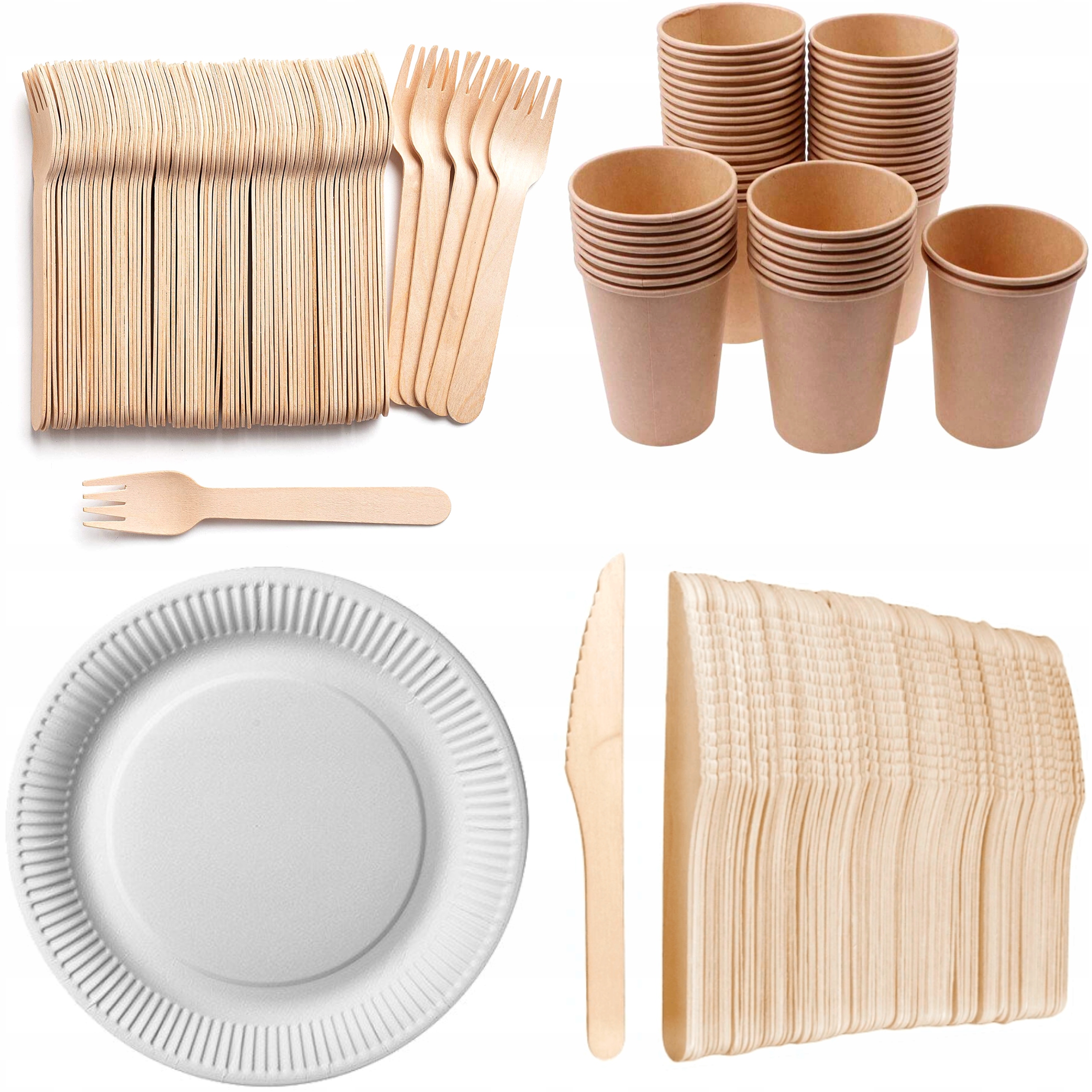 

Zestaw eko Grill piknik jednorazowe kubki sztućce