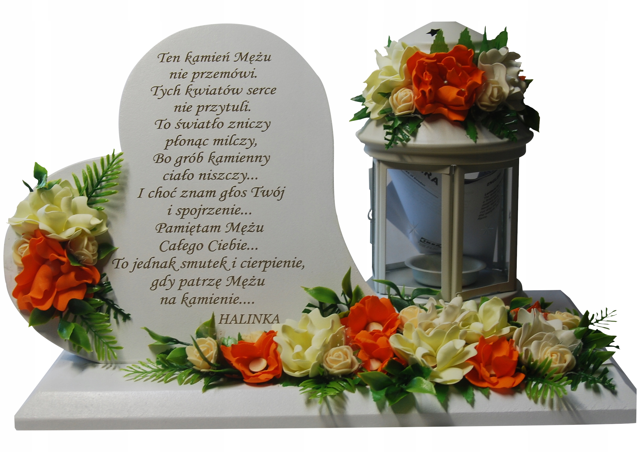 SERCE NA GRÓB POMNIK STROIK NA CMENTARZ Z LAMPION Motyw serce