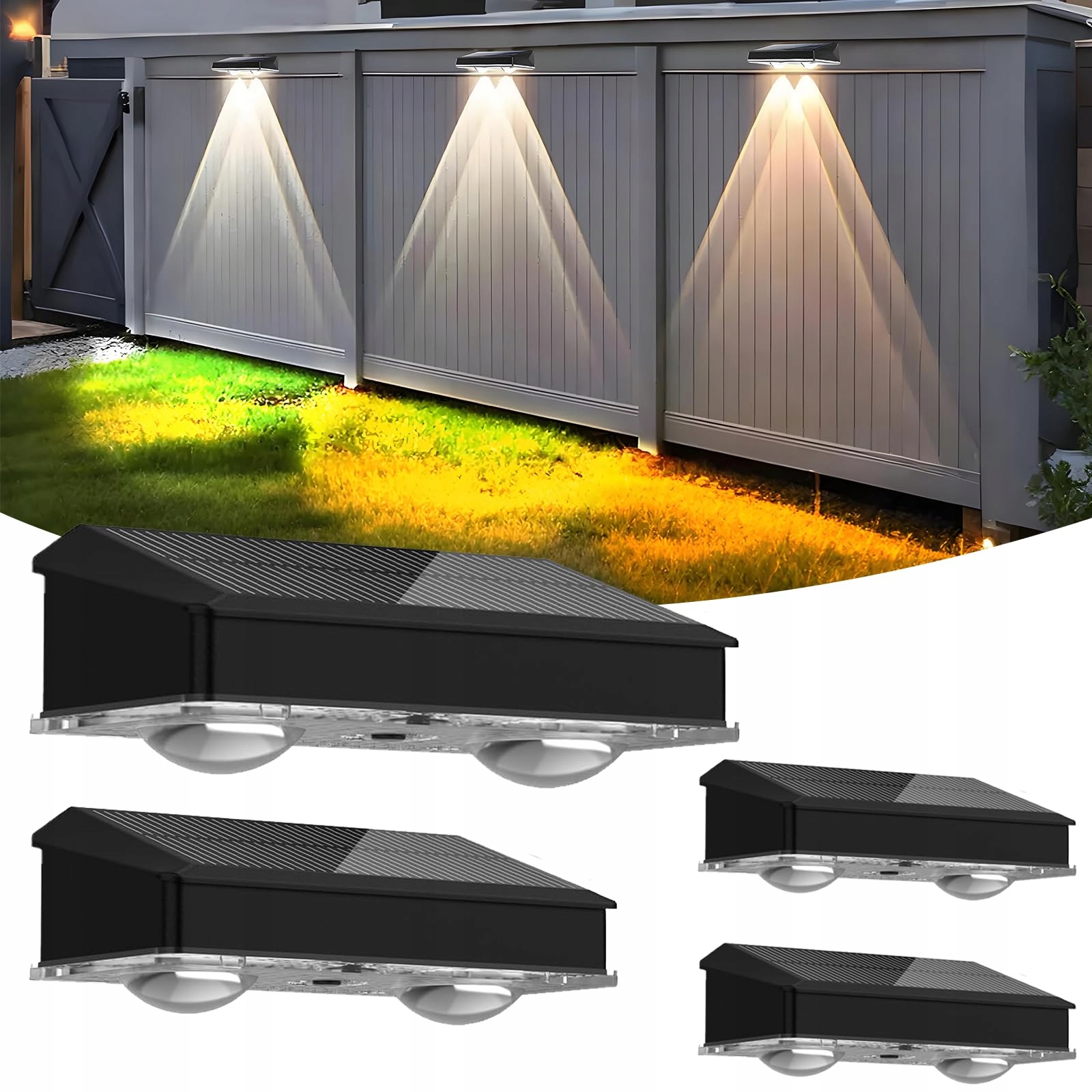 Lampy Solarne Zewnętrzne Ogrodowe Wodoodporne 3 Tryby 4 Sztuki IP65 HQYNSS
