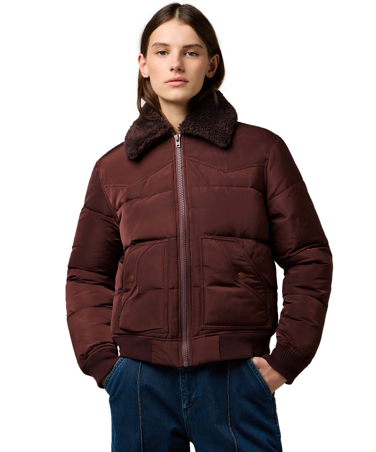 Bunda Wrangler Western Puffer 112371084 Mahogany Xs