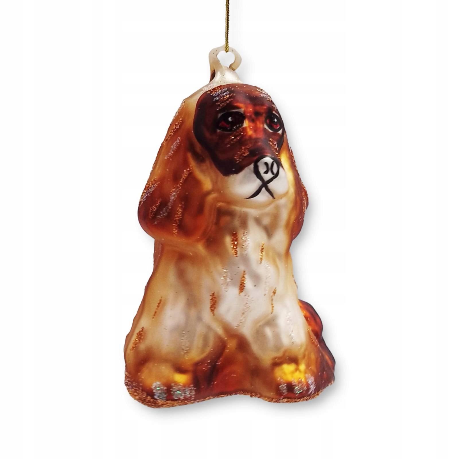 BOMBKA SZKLANA CHOINKOWA PIES SPANIEL BRĄZ