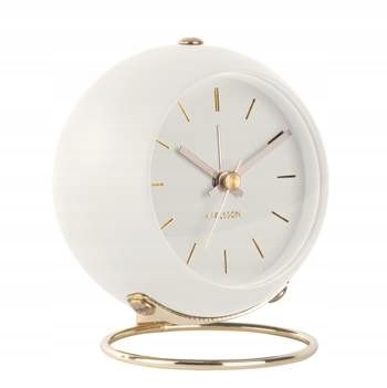 Budík stolní hodiny bílý bezhlučný tichý do ložnice Globe