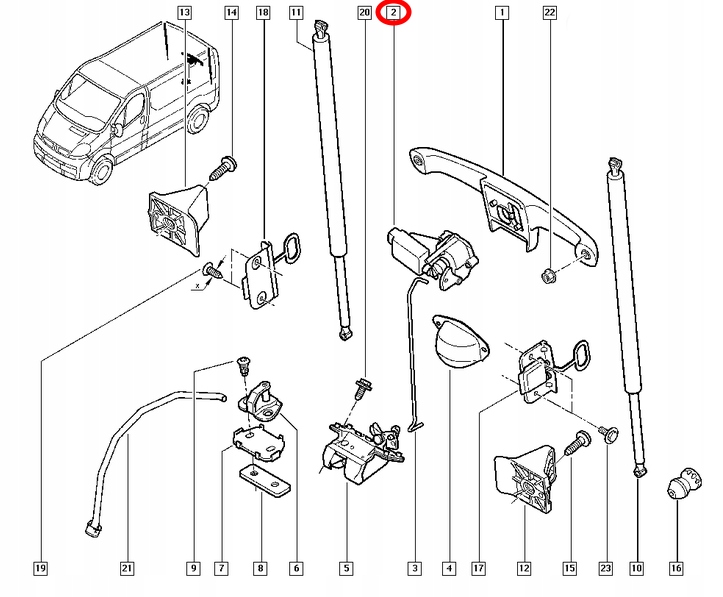 ZAMEK TYL KLAPY RENAULT TRAFIC II VIVARO ORYGINAL Part number 8200102185