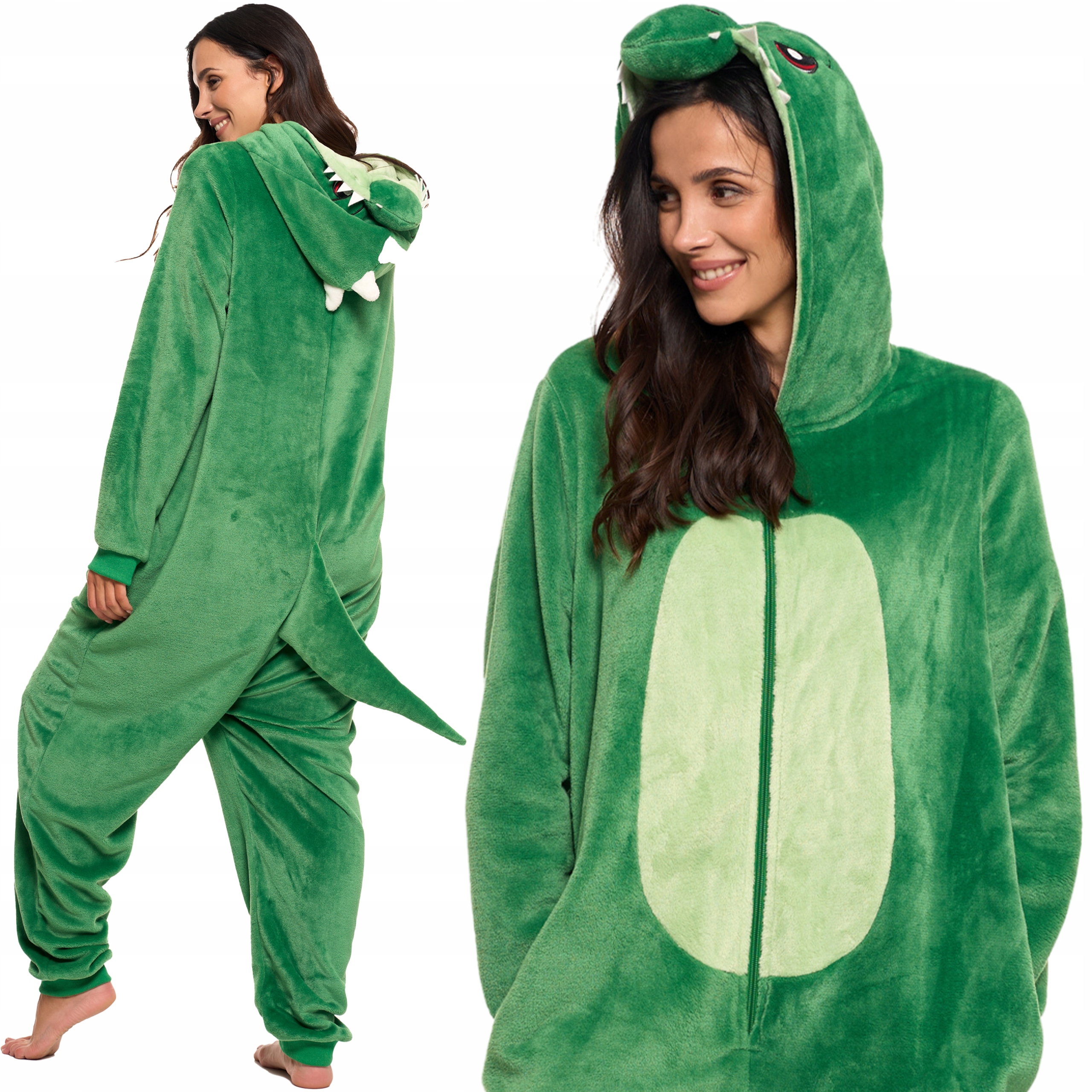 Pyžamo Kigurumi Onesie Teplá Tlustá Rozepínací Kombinéza Dinosaura Unisex S