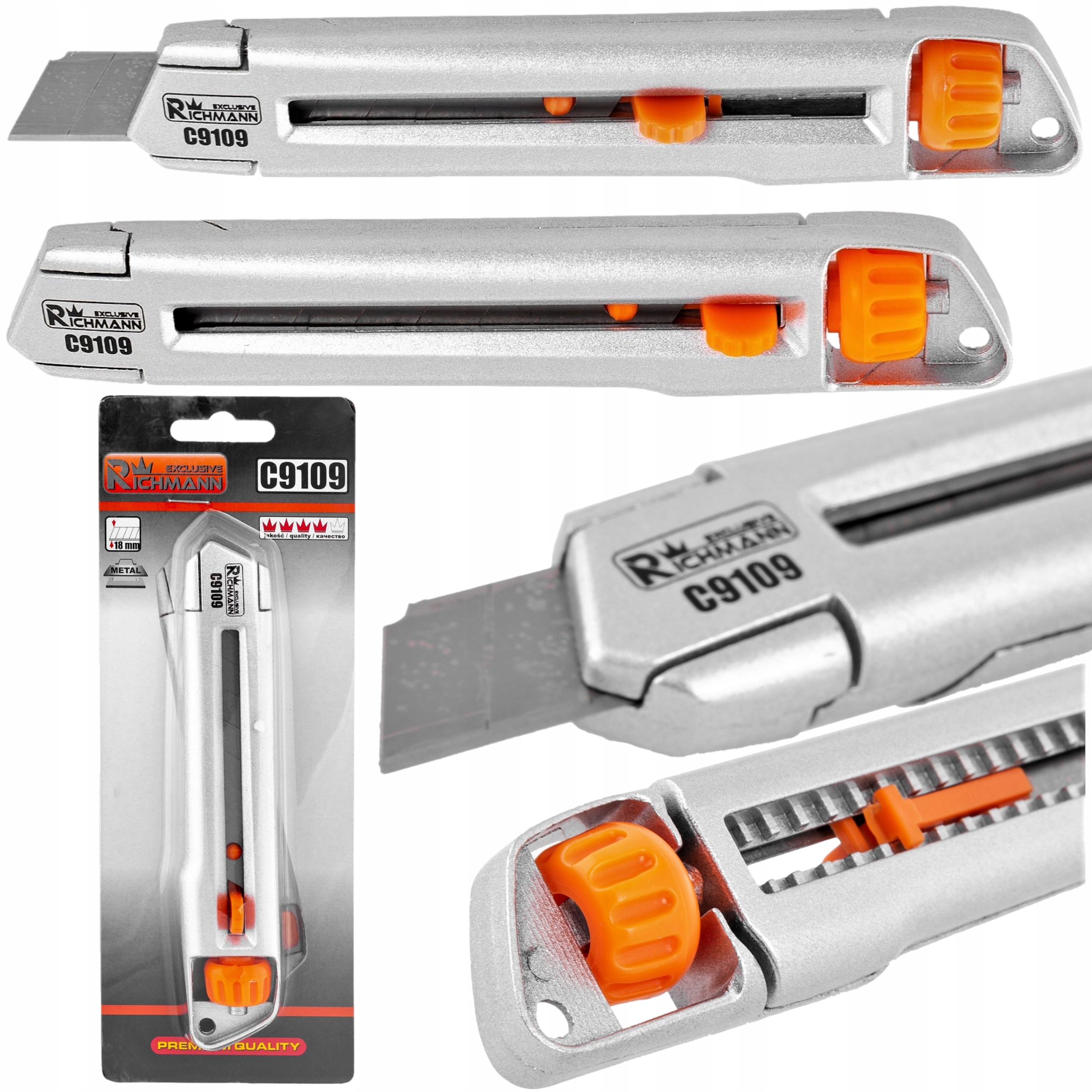 

Nożyk Nóż Metalowy Łamane Ostrza 18MM C9109