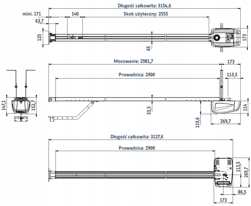 Somfy napęd do bramy garażowej automat GDK 1100 Rodzaj napędu do bram garażowych