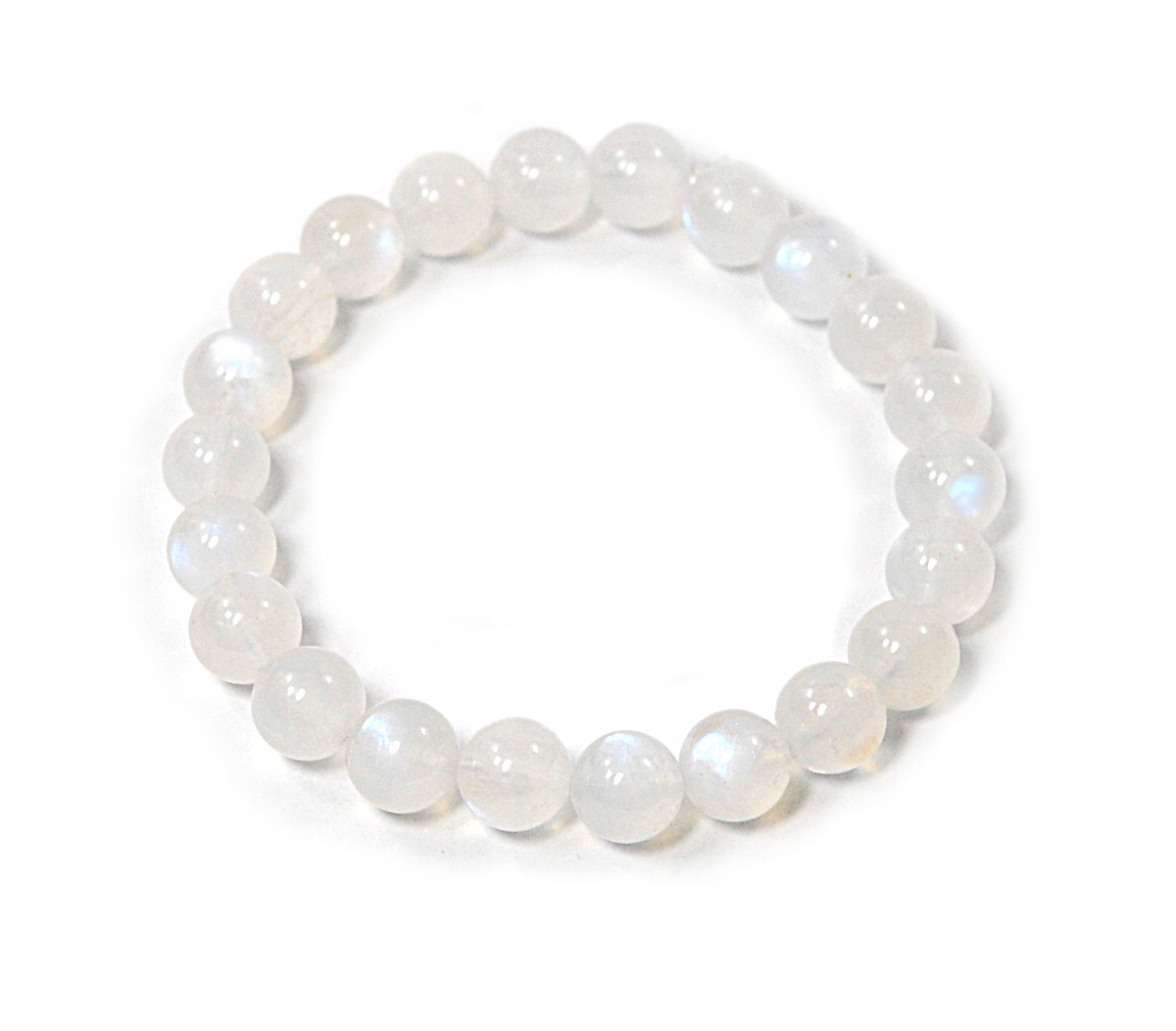 Bransoletka naturalny Kamień Księżycowy skaleń gładkie kulki 8mm na gumce