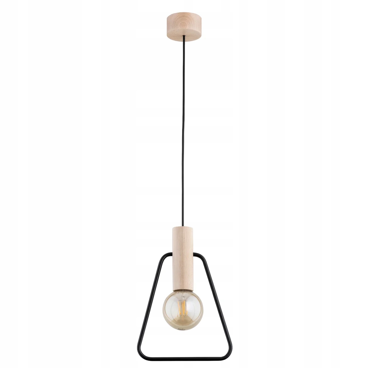 Alfa závěsná lampa Loft dřevěná trapézová černá 1xE27 15W