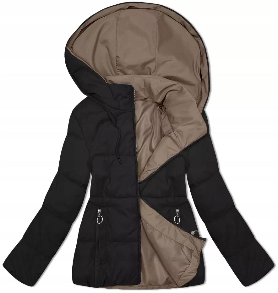 Bunda S Kapucí 16M2155 Černá-c.béžová XL (42)