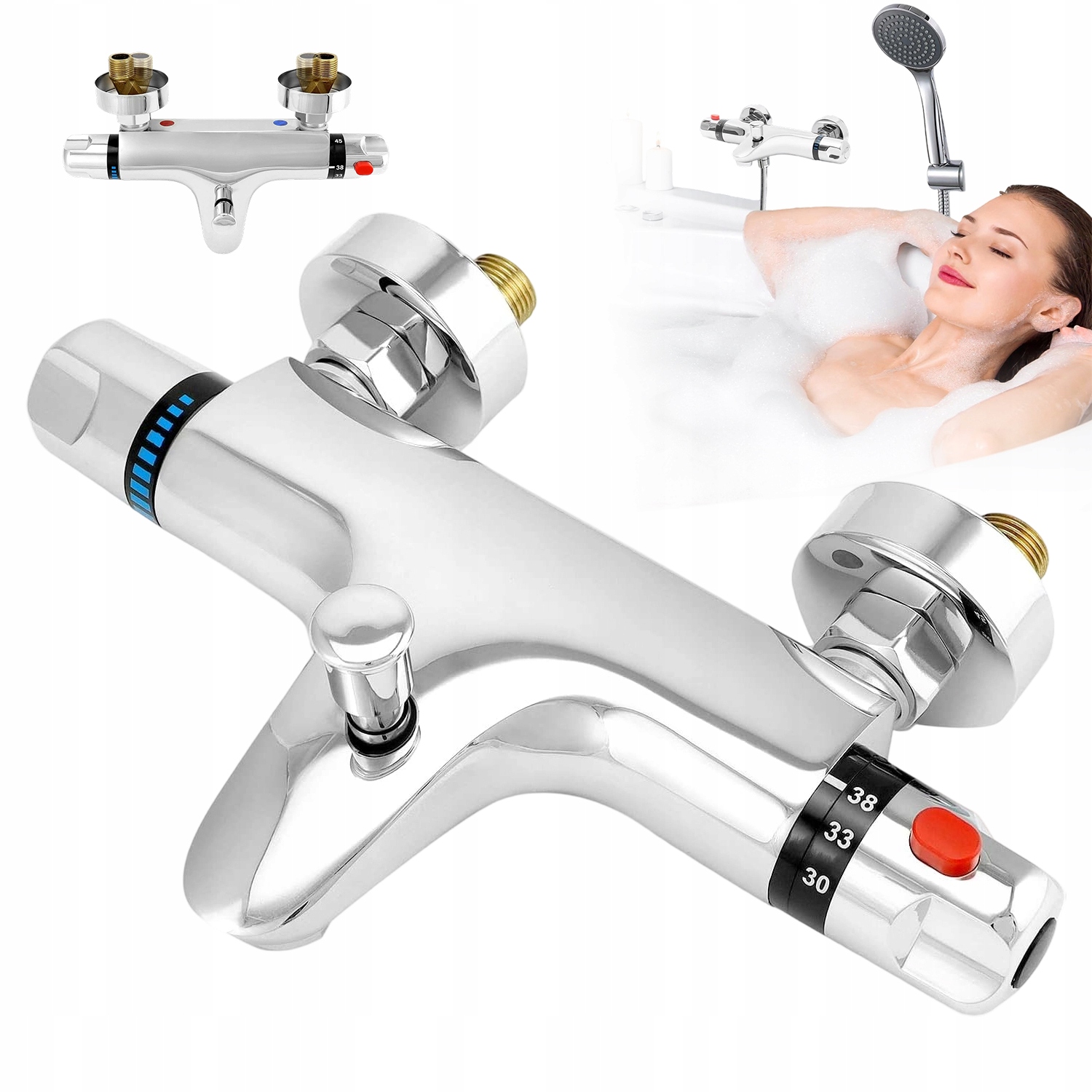 Termostatická Koupelnová Baterie 38°C S Mosazným Tělem