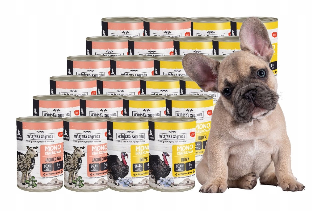 Levně Mokré Krmivo Wiejska Zagroda Monoprotein MIX Chutí 24x400g Puppy