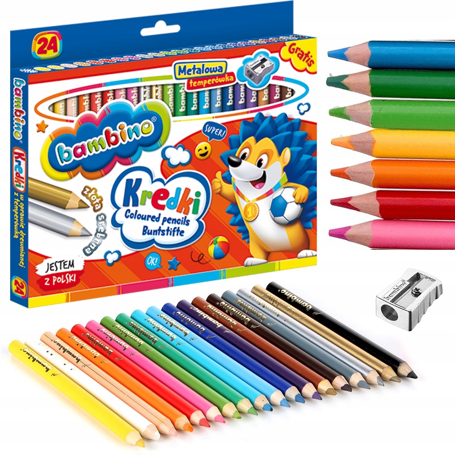 

Kredki Jumbo Grube Okrągłe Drewniane Bambino 24 Ko