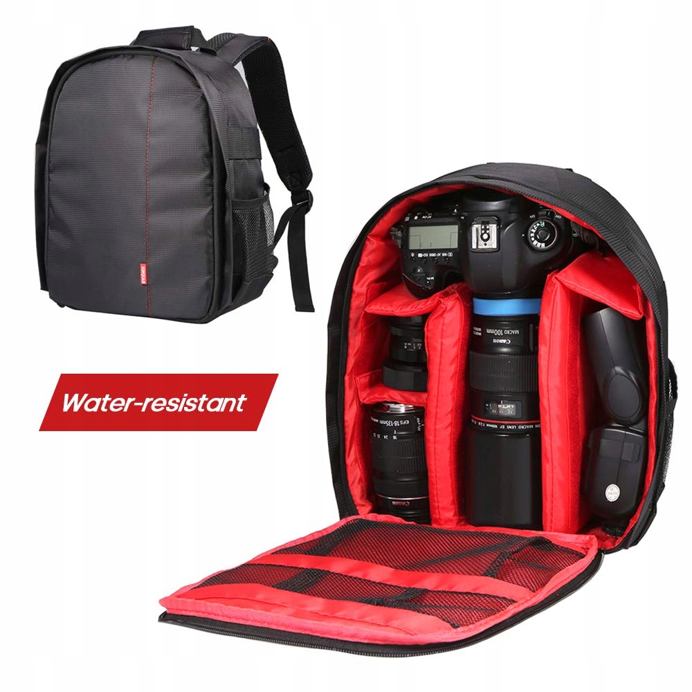 DOCOOLER Plecak Na Aparat Wodoodporny Dla Canon Nikon Sony DSLR Czerwony — miniatura 2