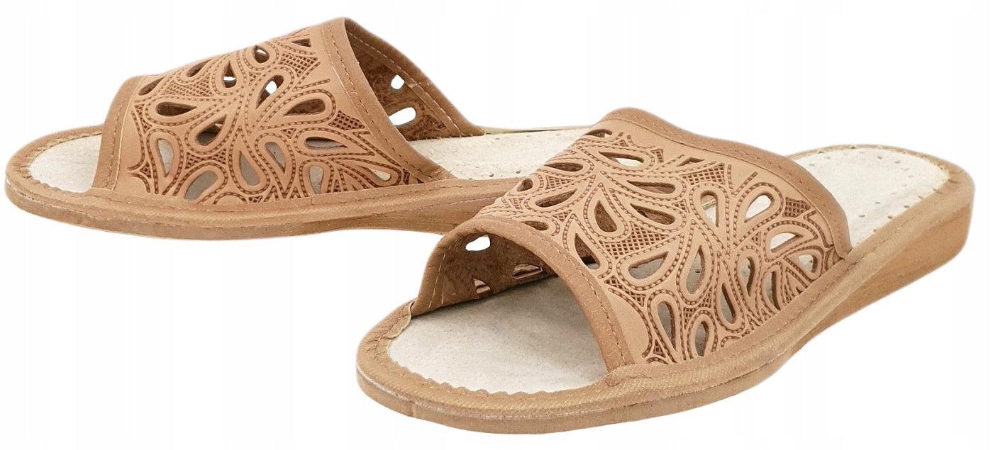 Kapcie 100% Skóra Odkryte Góralskie Pantofle *41* Marka Halskór