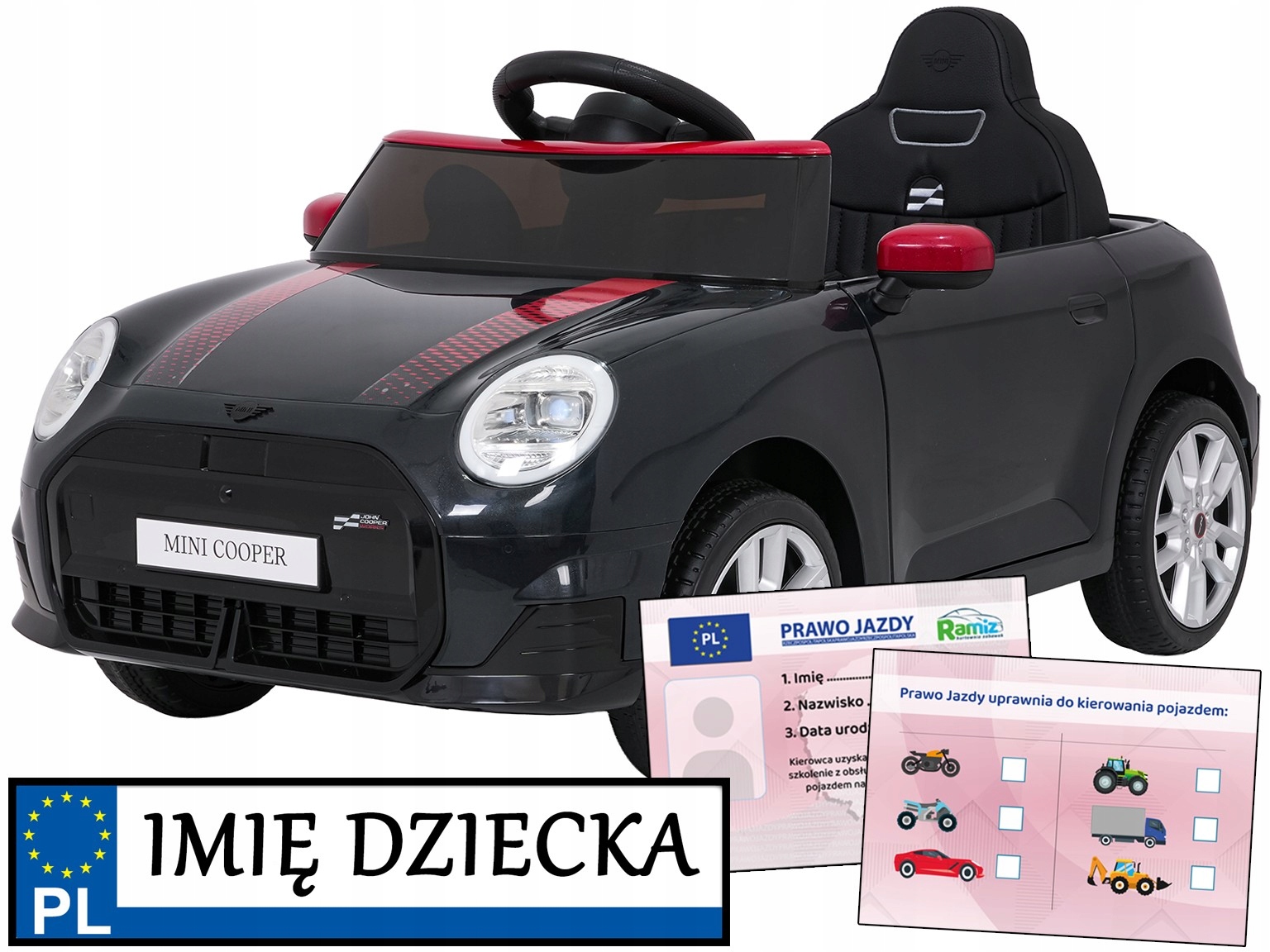 auto na akumulator dla dzieci Mini Cooper pilot dla rodzica Eva Led