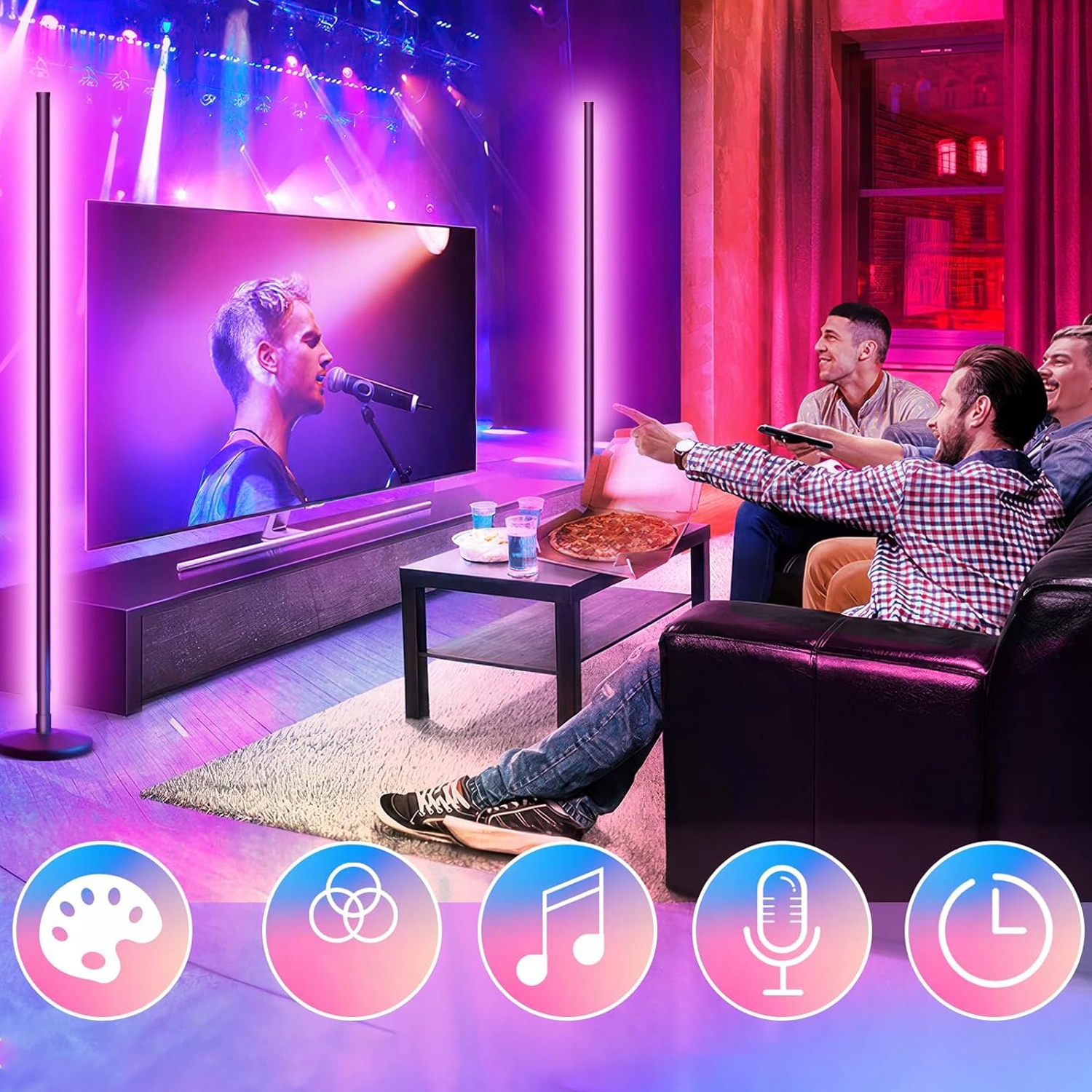 LAMPA PODŁOGOWA RGB LED PRZYCIEMNIANA LAMPA STOJĄCA Z PILOTEM Kolekcja none