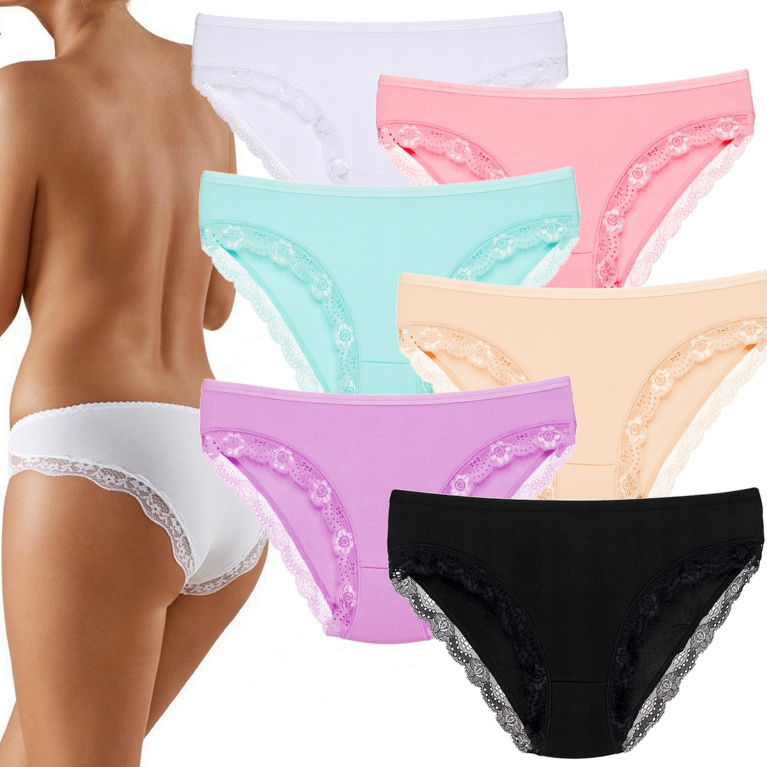 

6x Bambusowe Majtki Figi Damskie Koronkowe 805 XL