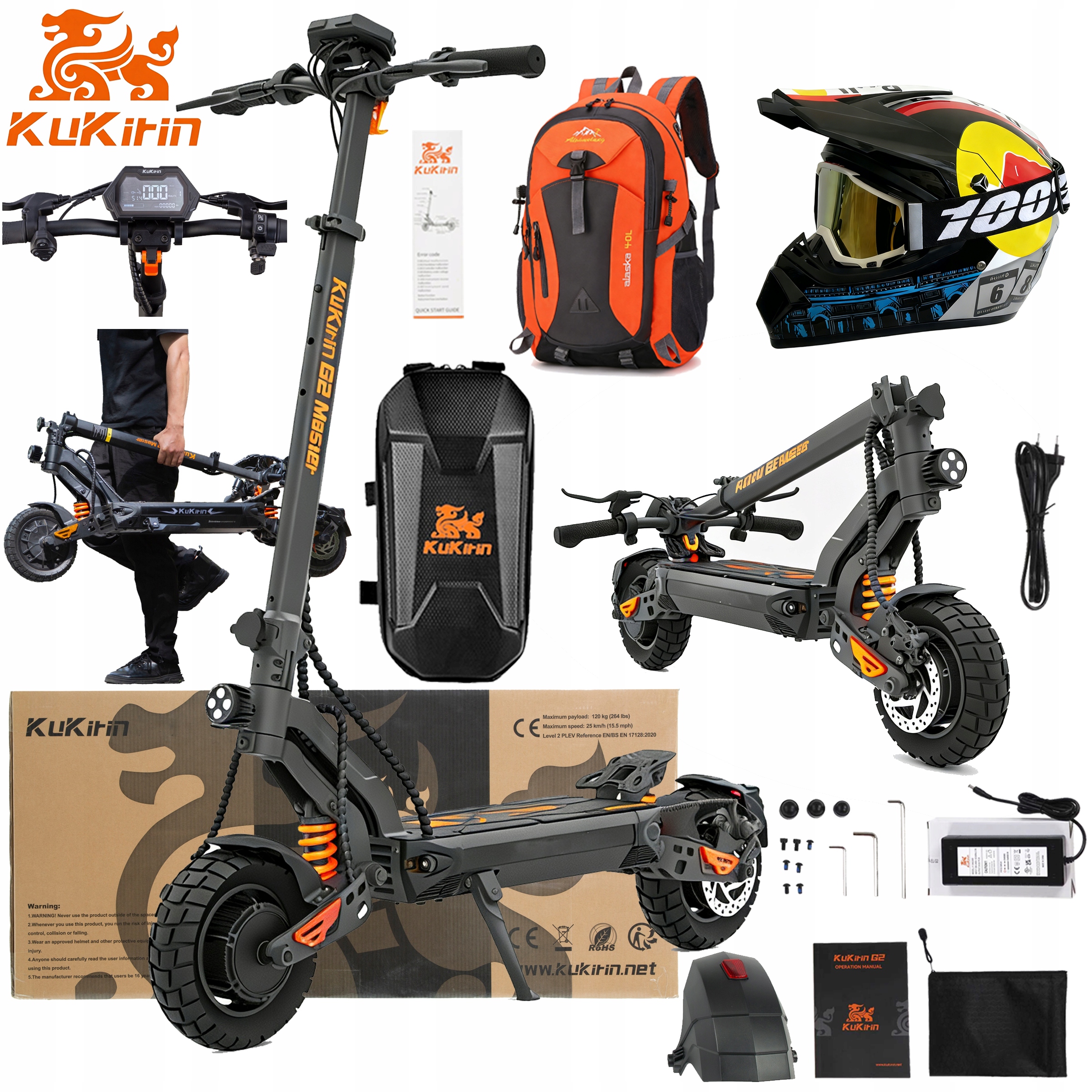 KuKirin G2 Master terenowy 2000W 52V 20,8AH 60KM/H 70KM 10" +3Prezentów Pl