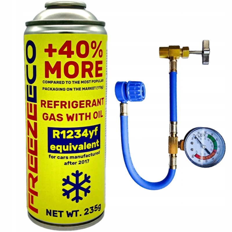 GAZ DO NABICIA KLIMATYZACJI AC Clima Fix R1234yf 400ml + WĄŻ Z MANOMETREM