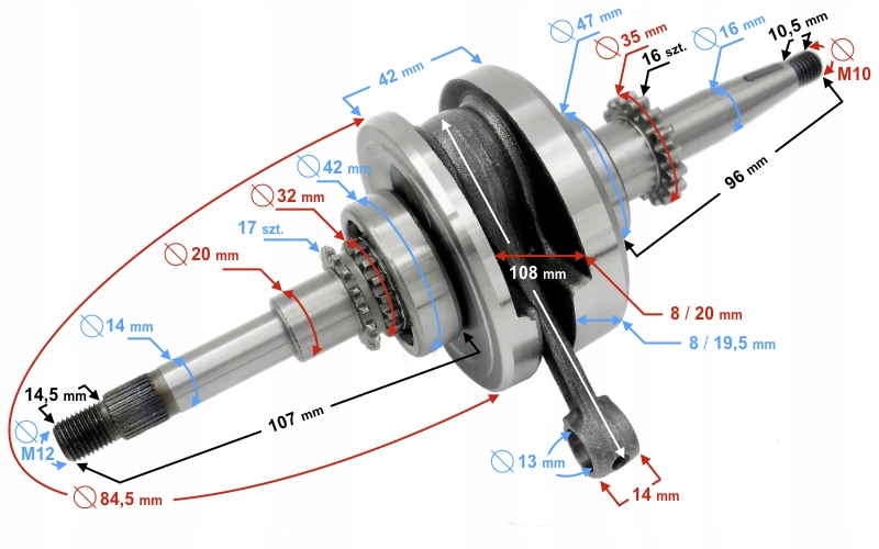 

Wał Korbowy Do Skutera 4T 50-80 CC
