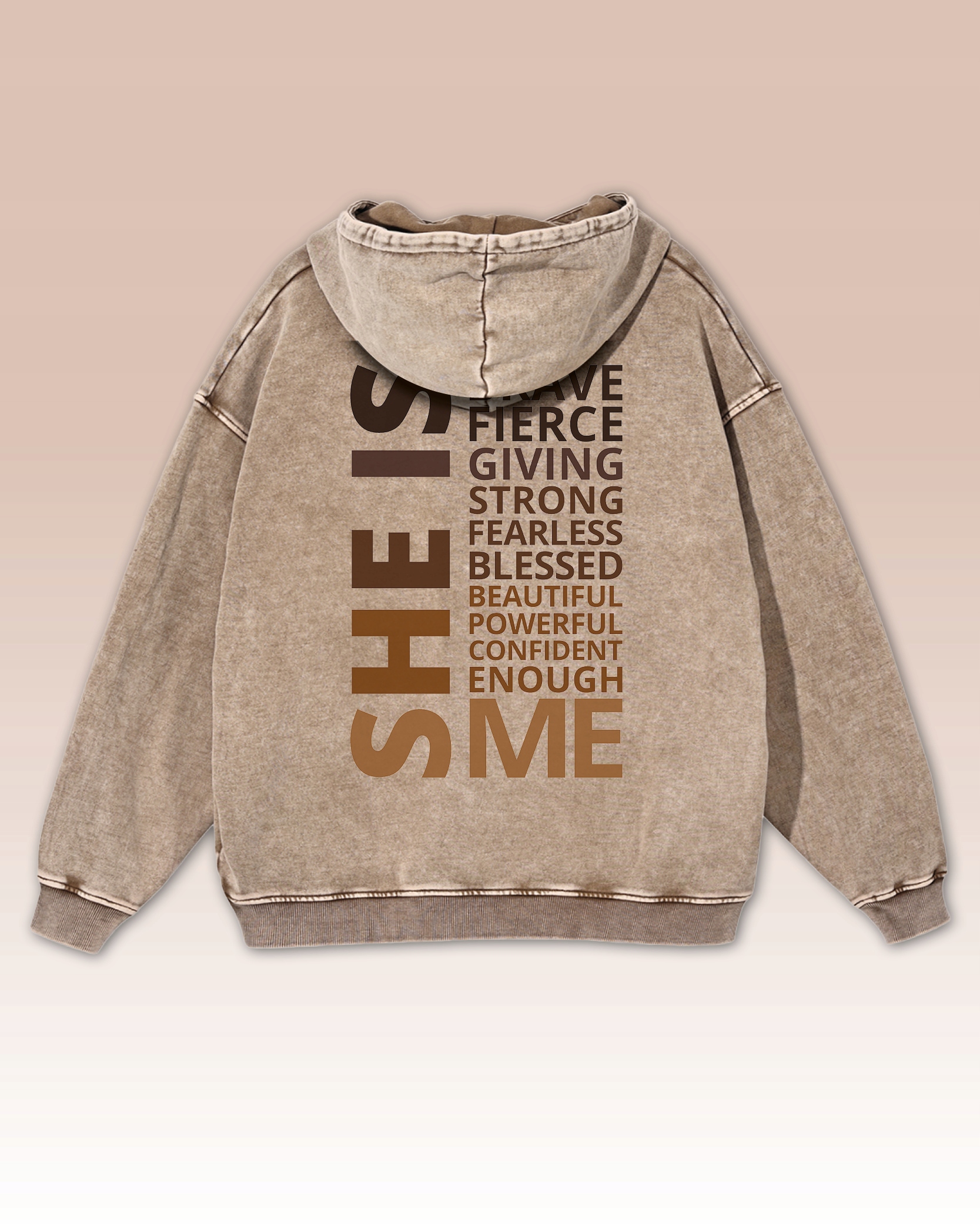 Mikina Empowered Woman She Is Me Síla Sebevědomí Odvaha Béžová XL