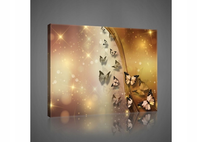 Obraz 80x60 Motýli let záře zlato světlo magie spánek lehkost pohyb