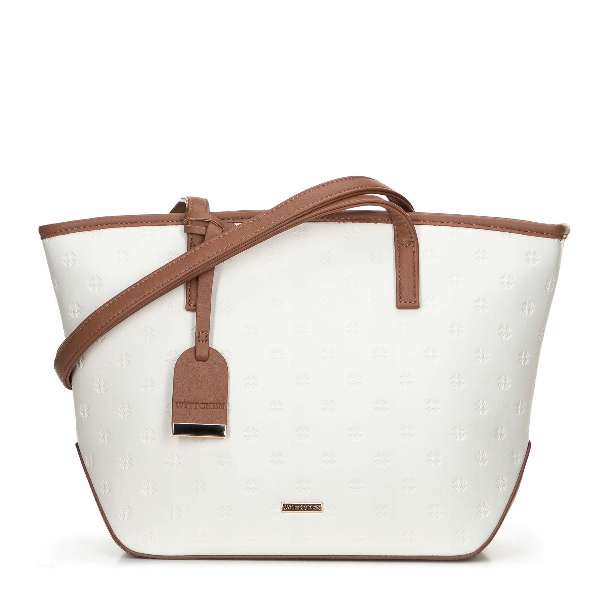 Střední shopperka z ekokůže Wittchen 100-4Y-218-0 krémově hnědá, monogram