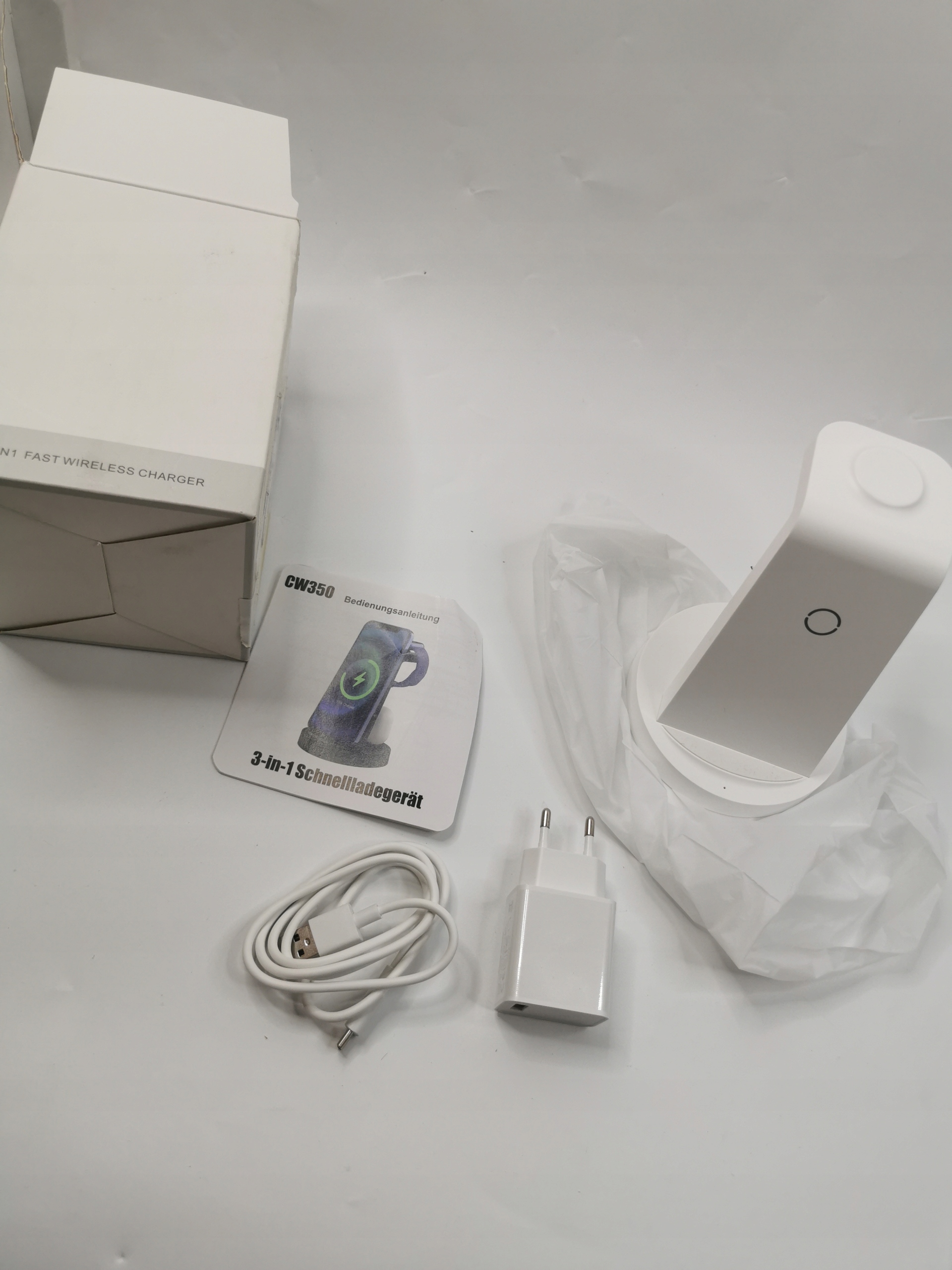 ŁADOWARKA BEZPRZEWODOWA 3W1 CW350 TELEFON ZEGAREK Model CW350