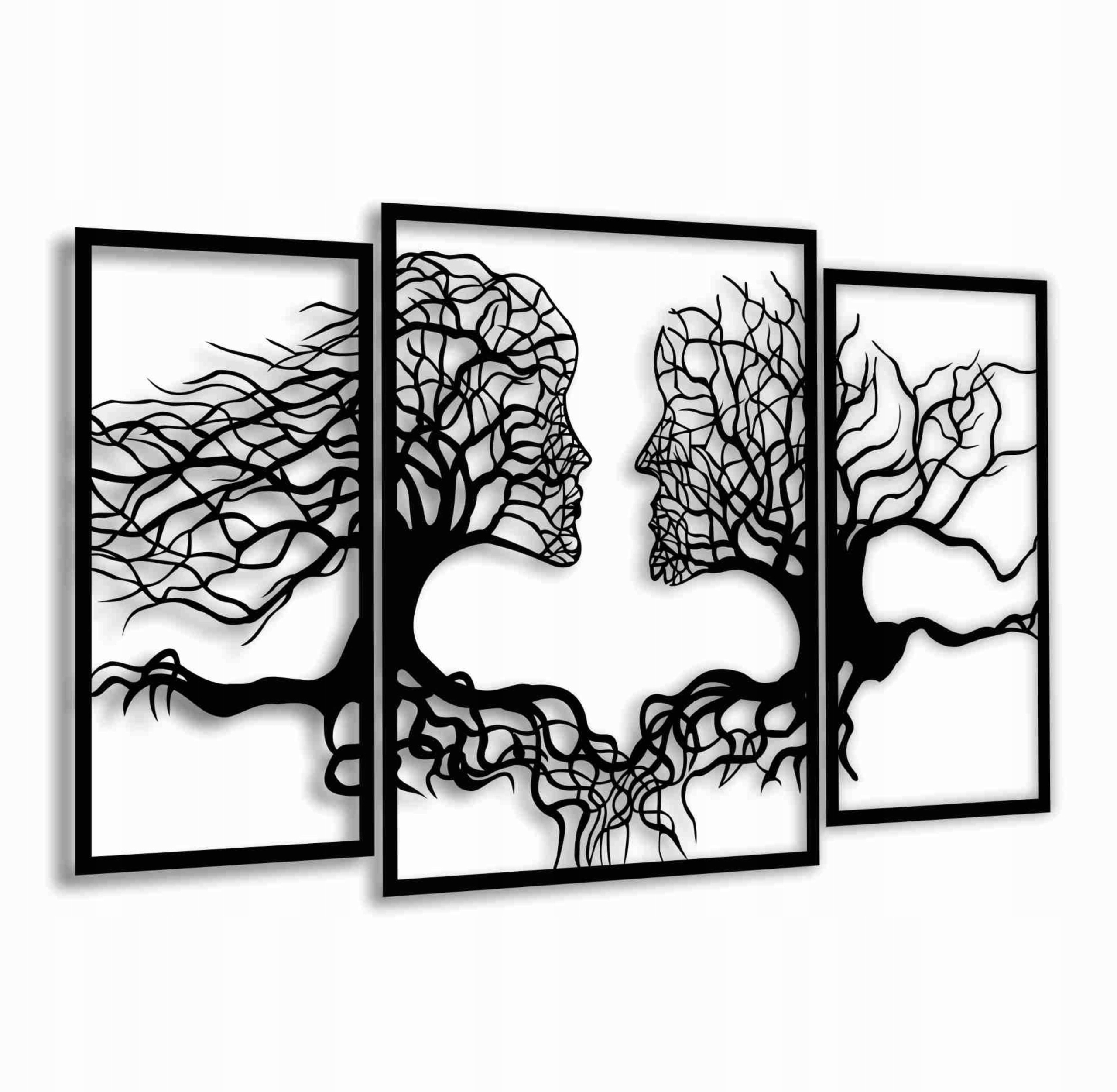 

Dekoracja ścienna Tryptyk Twarze drzewo 3D 70x115