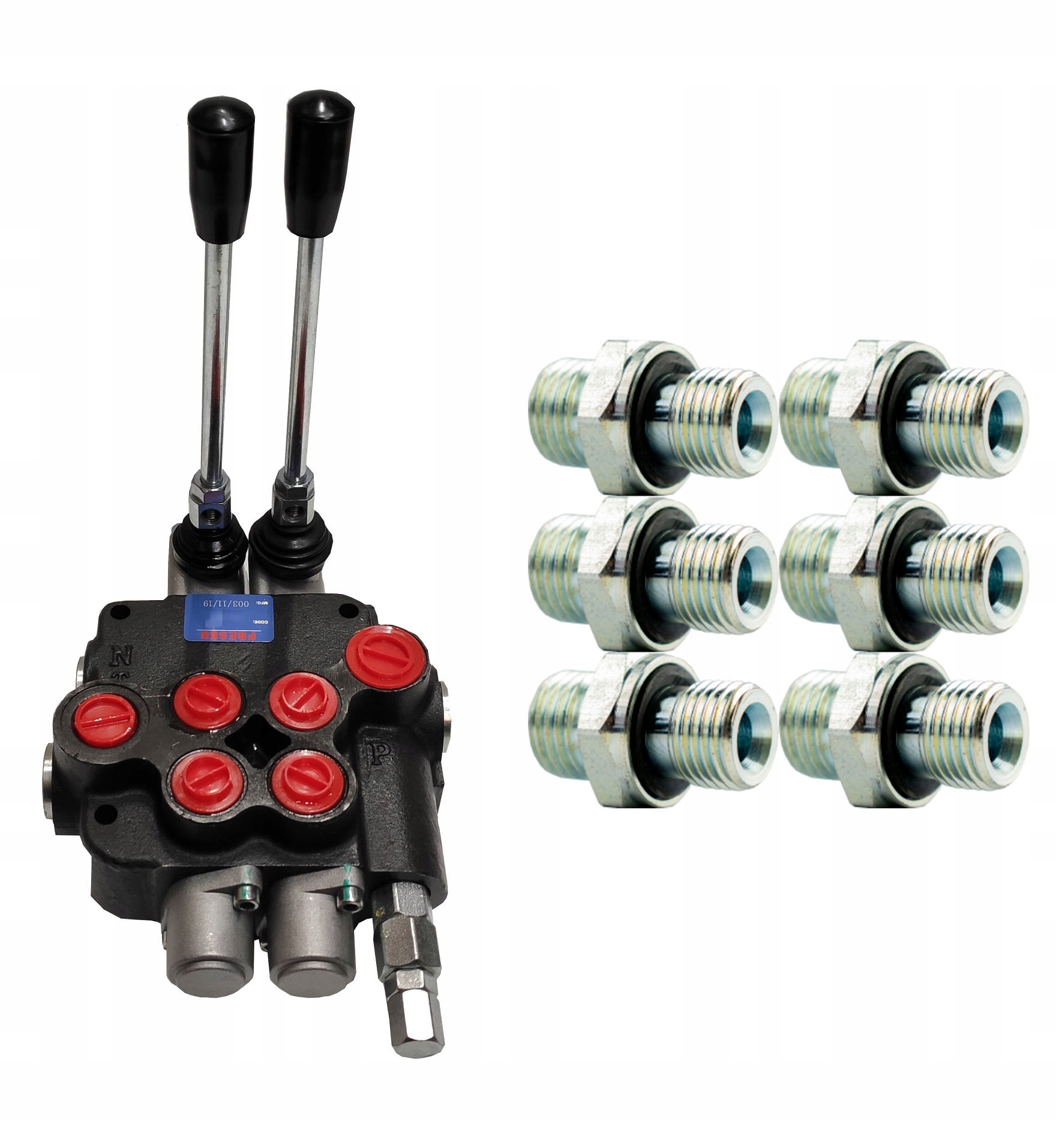 

Rozdzielacz 2 Sekcyjny 40L Przyłącza Zestaw